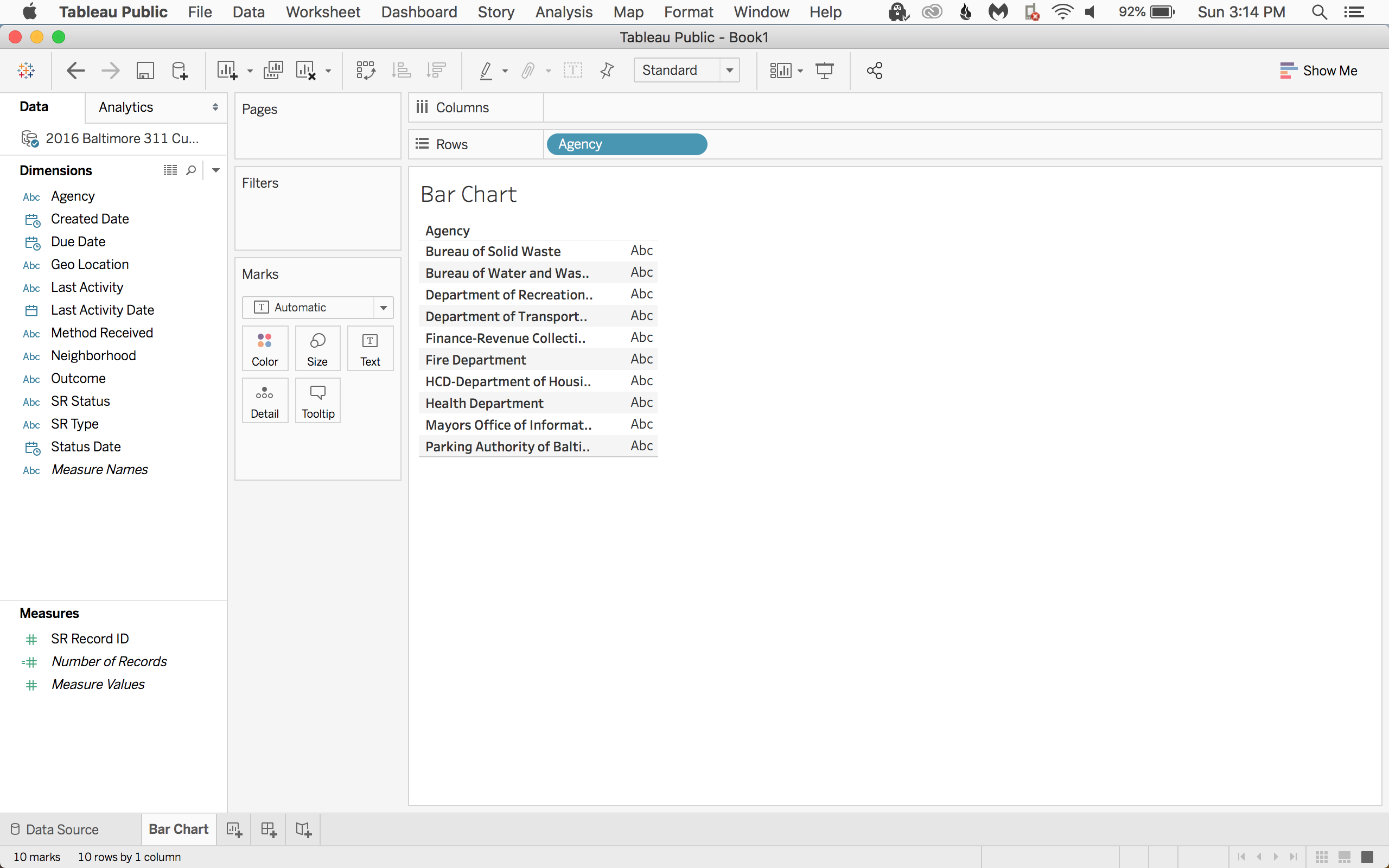 Tableau Bar Chart