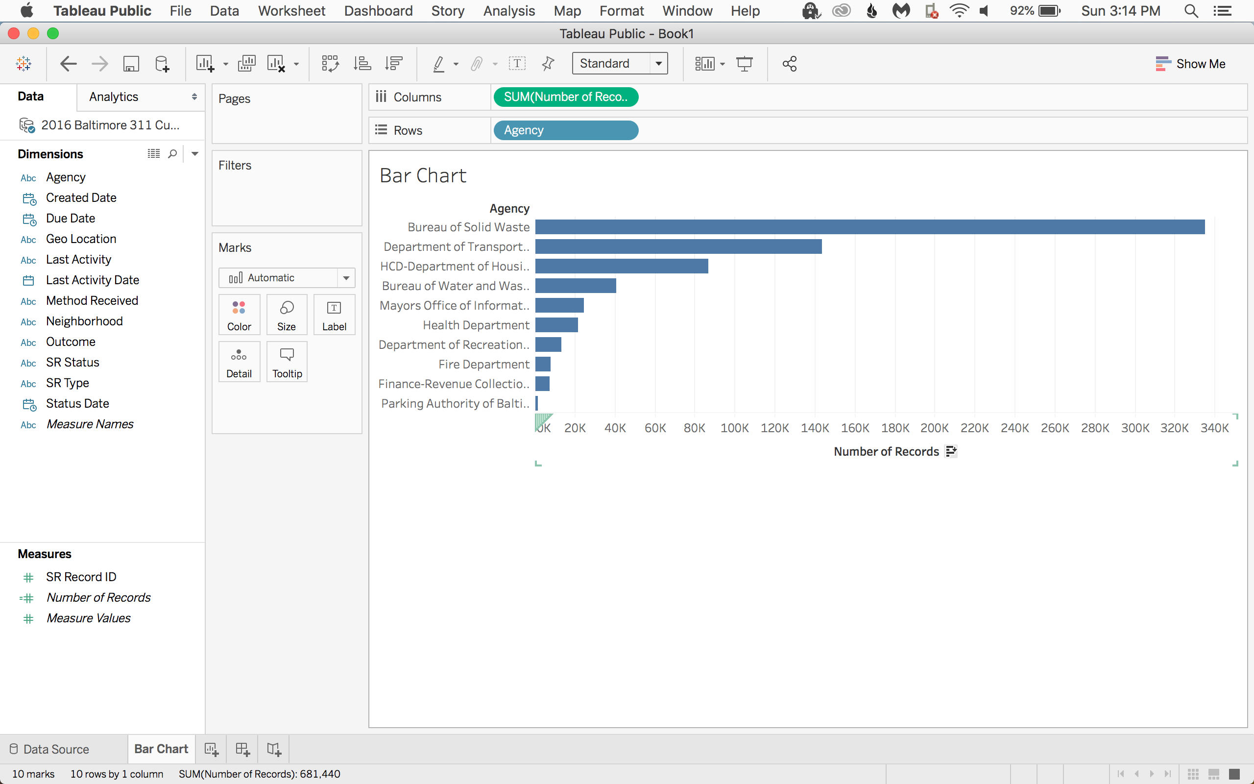 Tableau Bar Chart