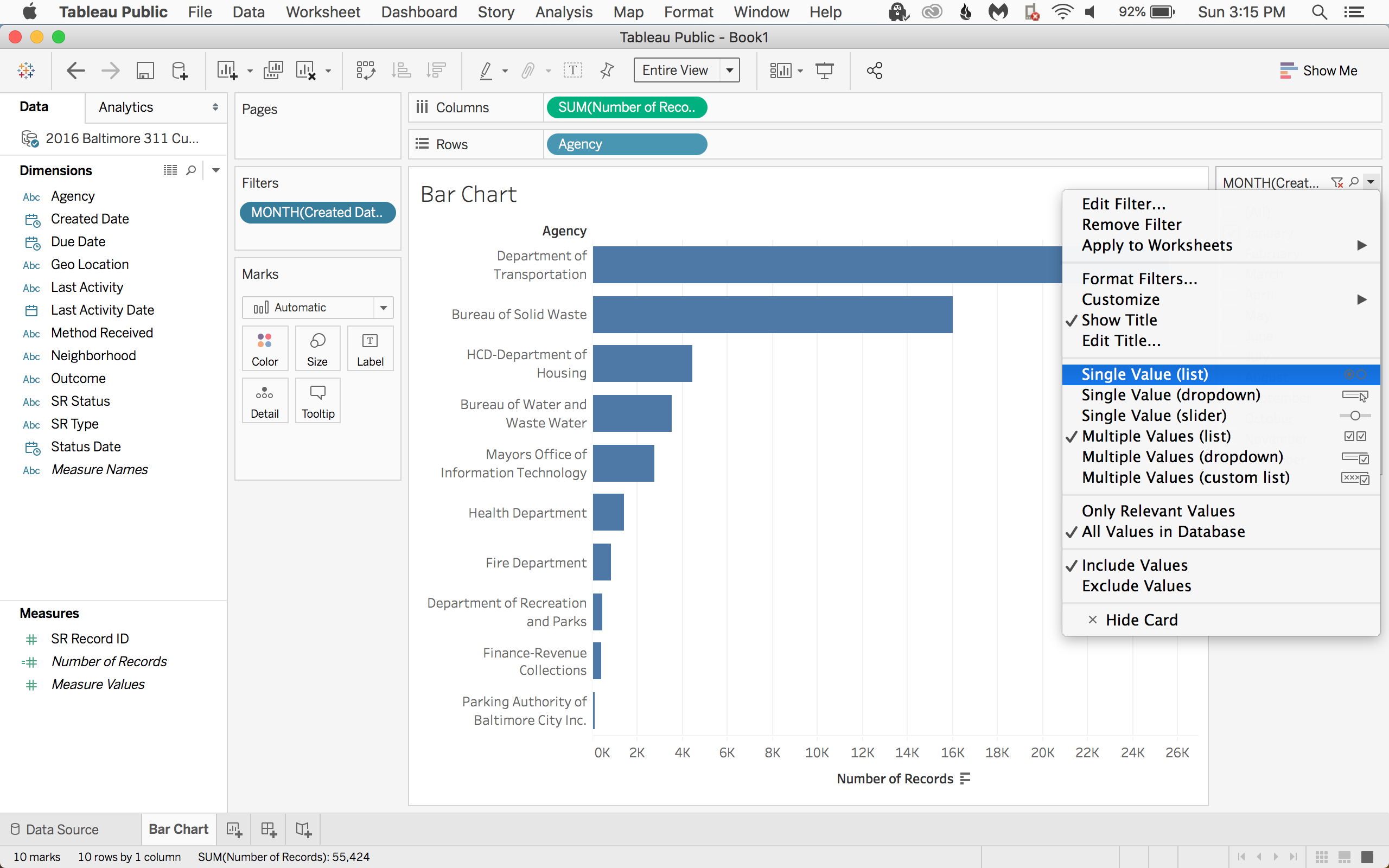 Tableau Bar Chart