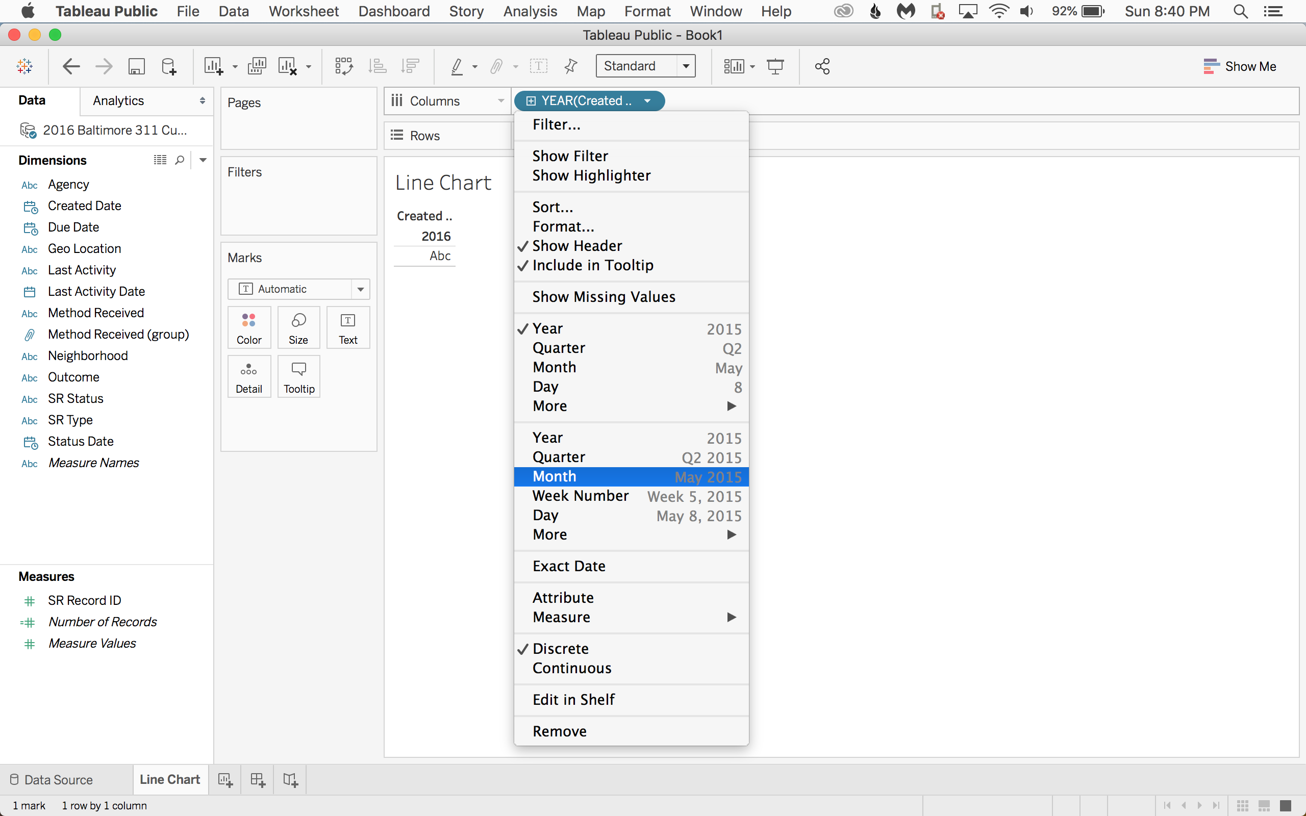 Click the dropdown menu and change the date format to the continuous month.