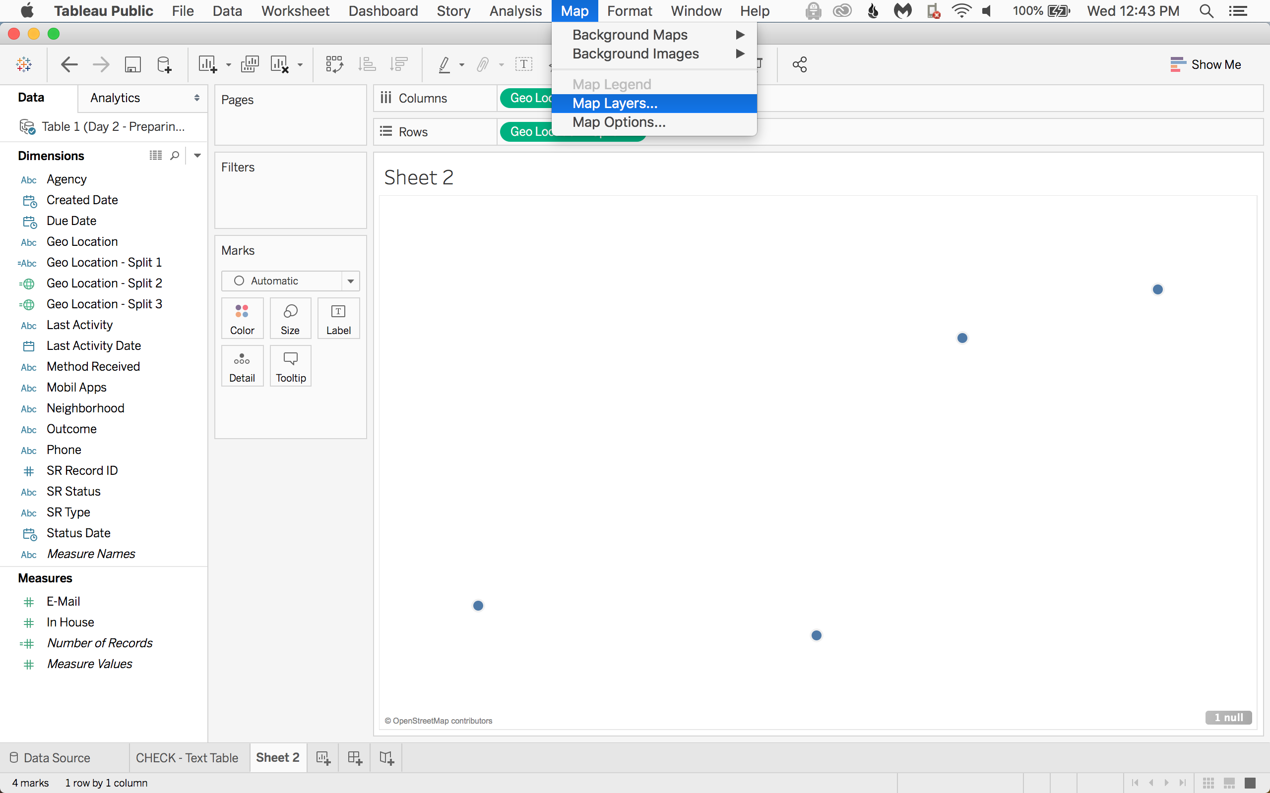 Click the Map dropdown menu and select Map Layers.