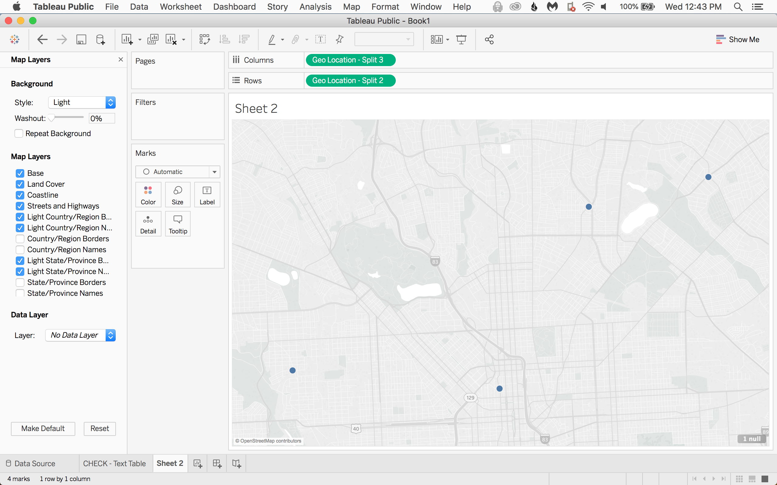 Check the base, borders, and street and highway options.