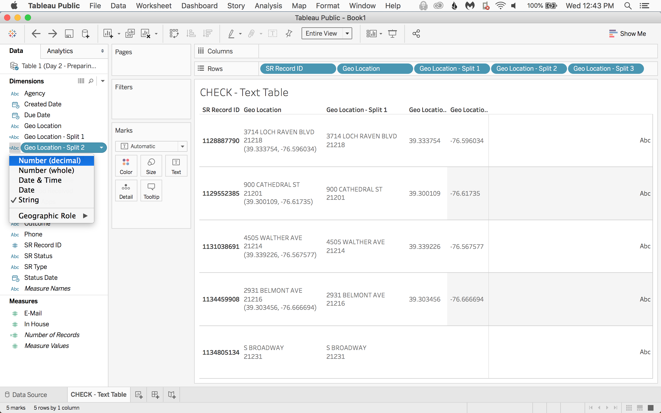 Change the data type of Split 2 first from a string to a decimal.