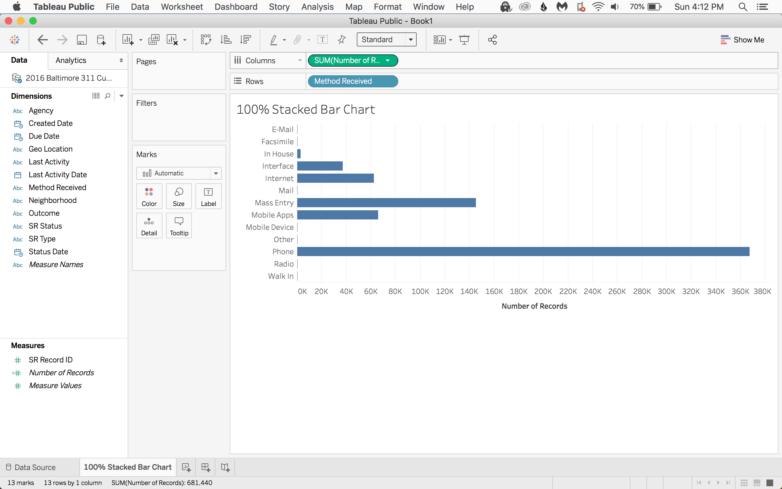Drag Number of Records to Columns