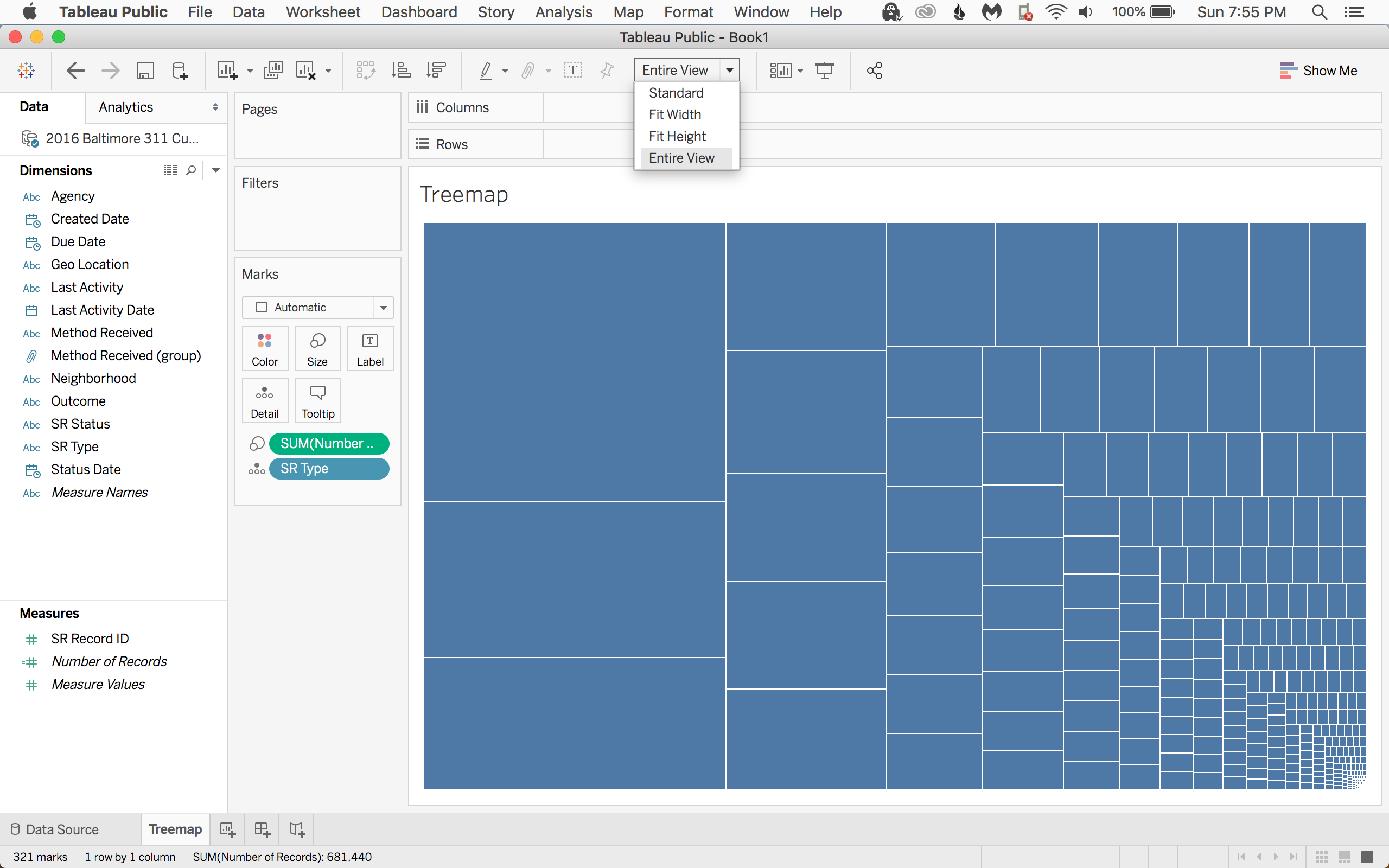 Change the view from Standard to Entire View